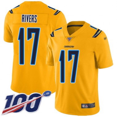 Los Angeles Chargers NFL Football Philip Rivers Gold Jersey Youth Limited #17 100th Season Inverted Legend->los angeles chargers->NFL Jersey
